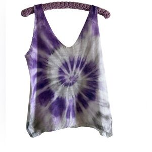 VENTI 6 Women's Knit Tie Dye Tank Top Purple & White Size S-M